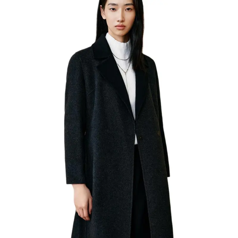 INSUN Coats Women's Dark Gray, Sheep Wool+Cashmere-3