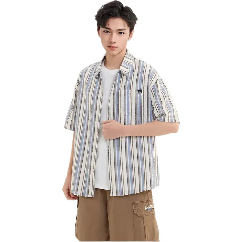 Three blessings Shirts Men Blue-1