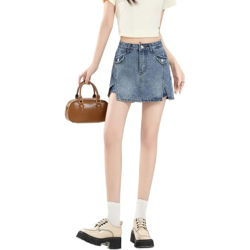 FAWENXIANGZI Denim Short Skirts Women's-1