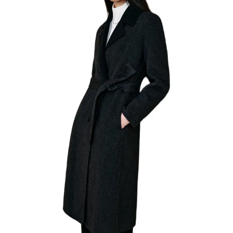 INSUN Coats Women's Dark Gray, Sheep Wool+Cashmere-4
