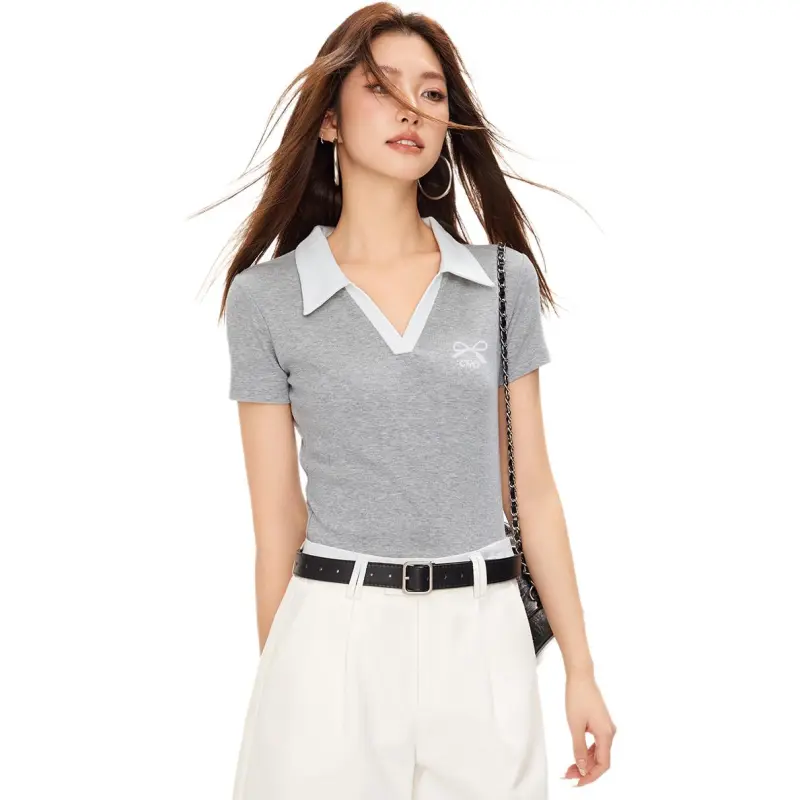  CHOCOOLATE Polo Shirt Women's Heather Gray-1