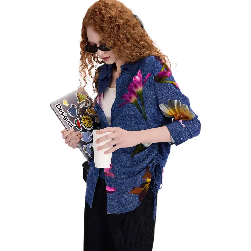 Desigual Shirts Women's Blue With Multicolor-3