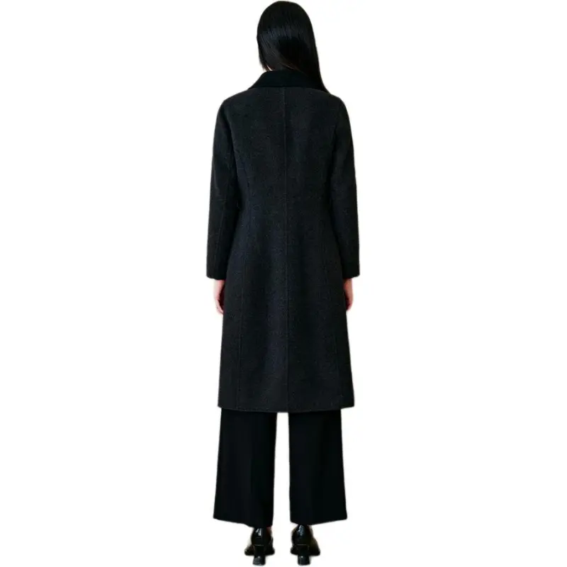 INSUN Coats Women's Dark Gray, Sheep Wool+Cashmere-5