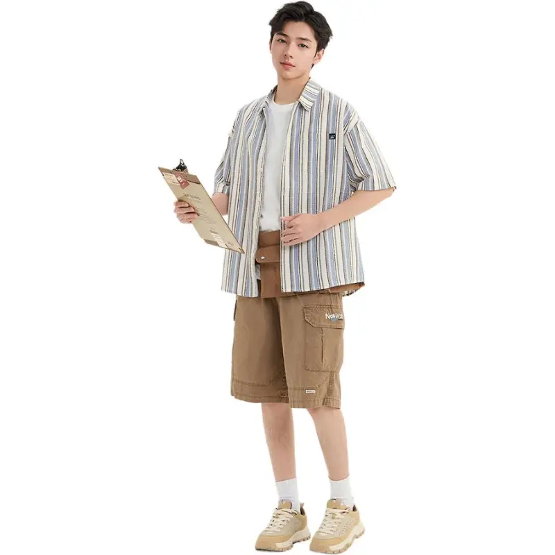 Three blessings Shirts Men Blue-4