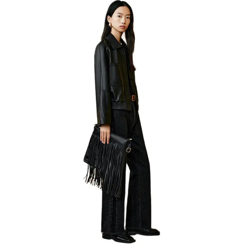 INSUN Leather Jackets Women's Black-2