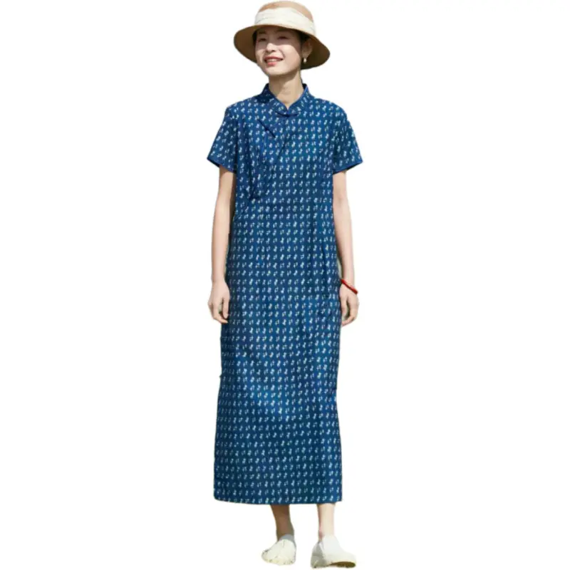 JIXIANGYUER Cheongsams Women's Blueberry Blue-1