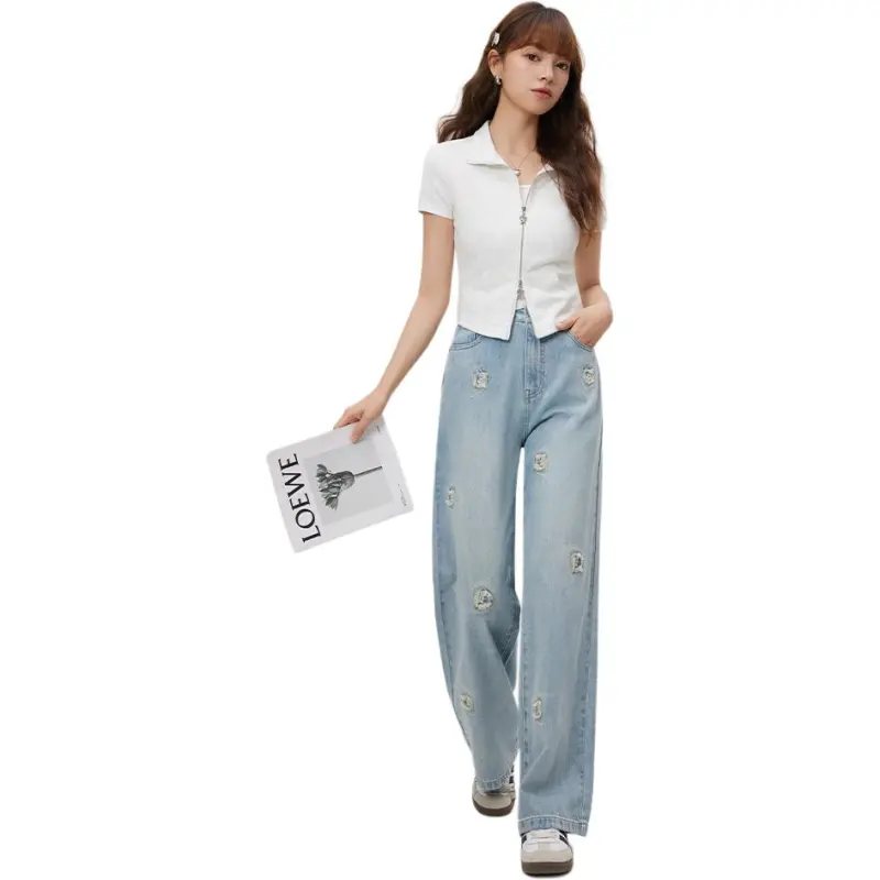 Love to serve Jeans Women's Denim Blue-2