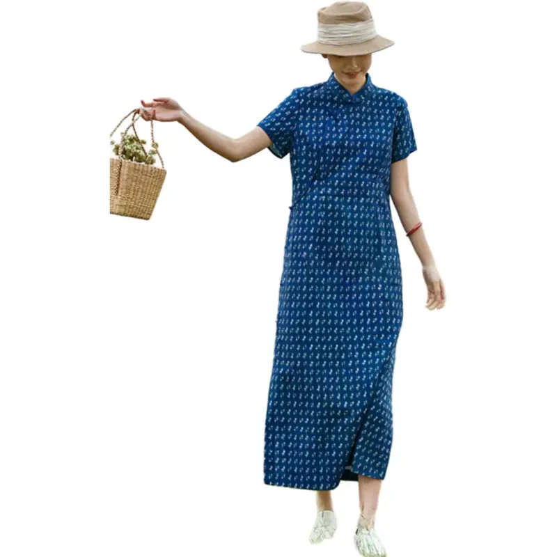 JIXIANGYUER Cheongsams Women's Blueberry Blue-2