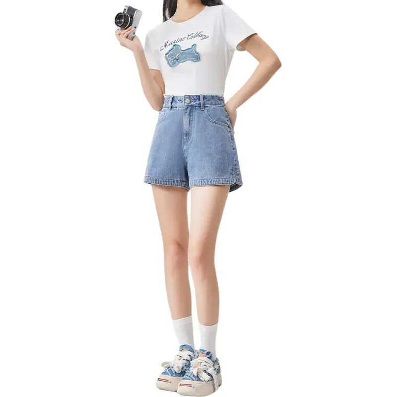 Love To Serve Denim Shorts Women's Denim Light Blue-1