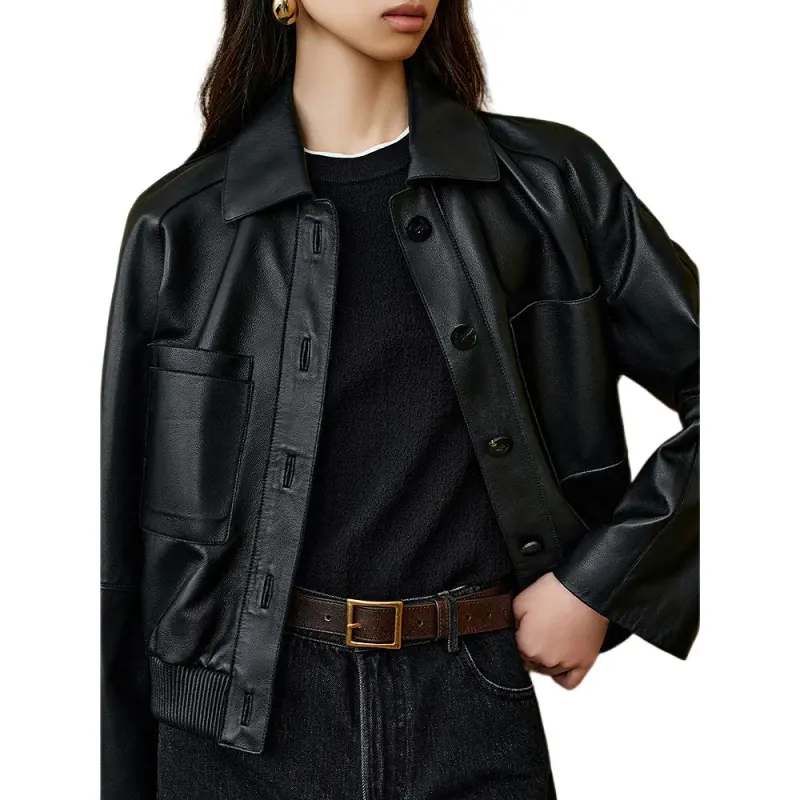 INSUN Leather Jackets Women's Black-4
