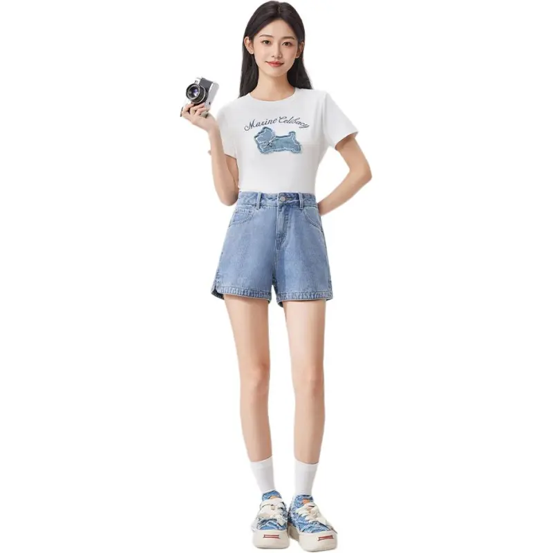 Love To Serve Denim Shorts Women's Denim Light Blue-2