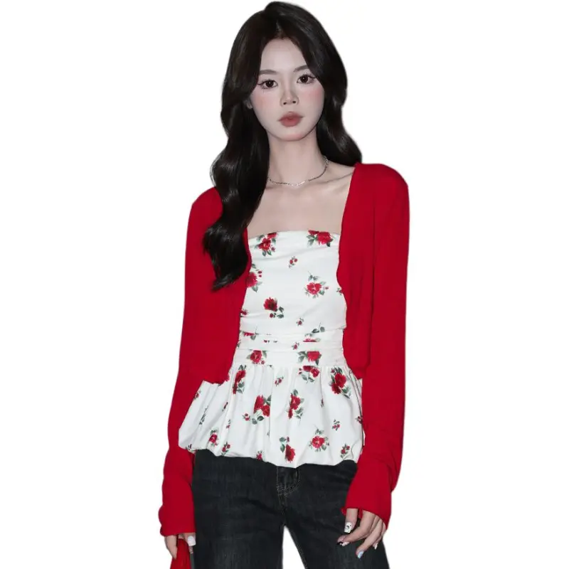 FOREVER 21 Knitwear Women's Red Cardigan-1