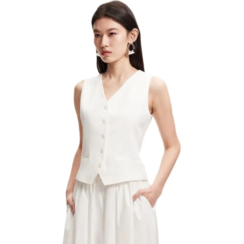 VERO MODA Vests Women's Bleached White-2