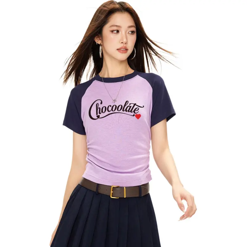  CHOCOOLATE T Shirt Women's PPX/Navy Blue & Purple-1