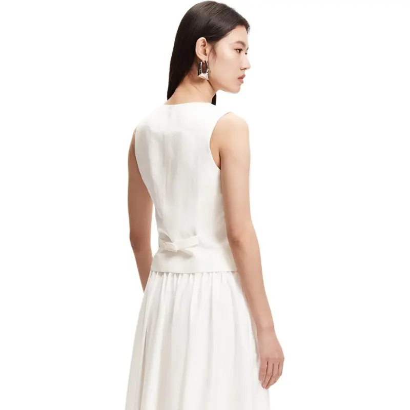 VERO MODA Vests Women's Bleached White-3