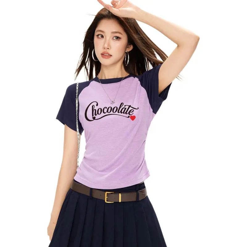  CHOCOOLATE T Shirt Women's PPX/Navy Blue & Purple-2