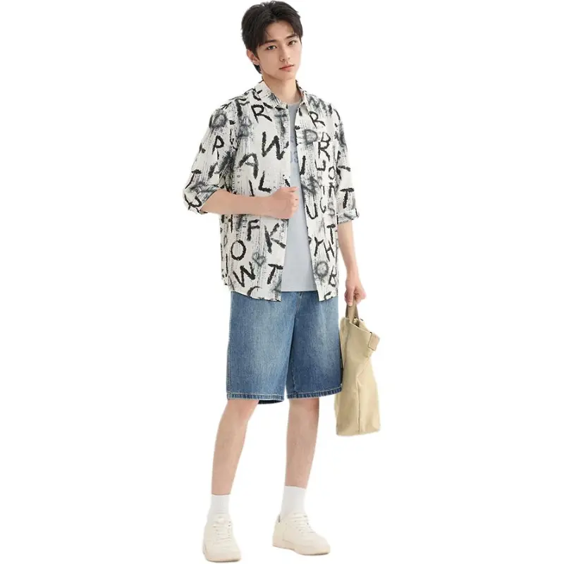 Three blessings Shirts Men Pure White-1