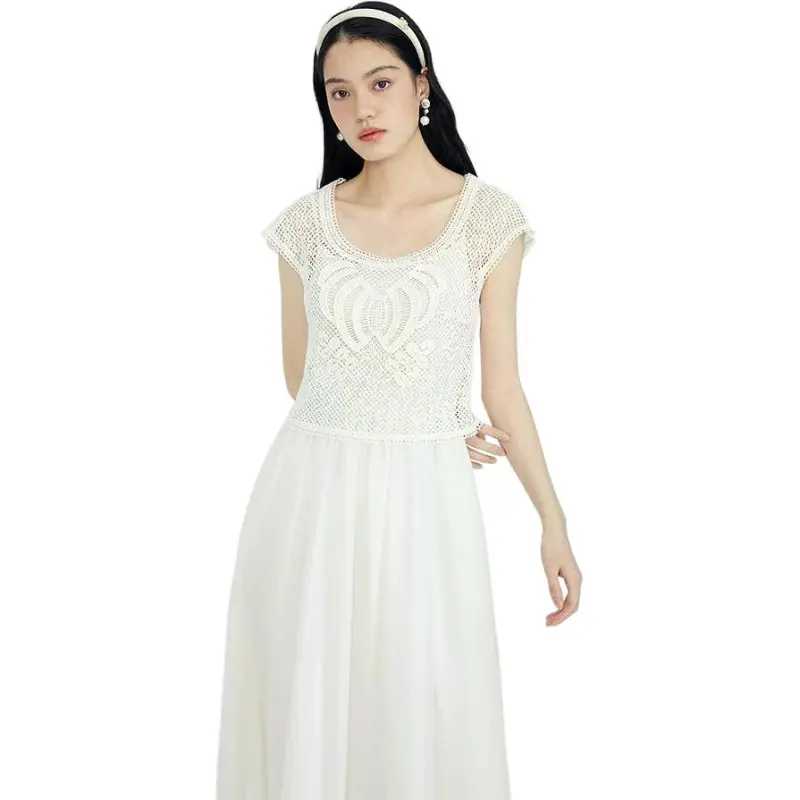 AIVEI Slip Dresses Women's White-1