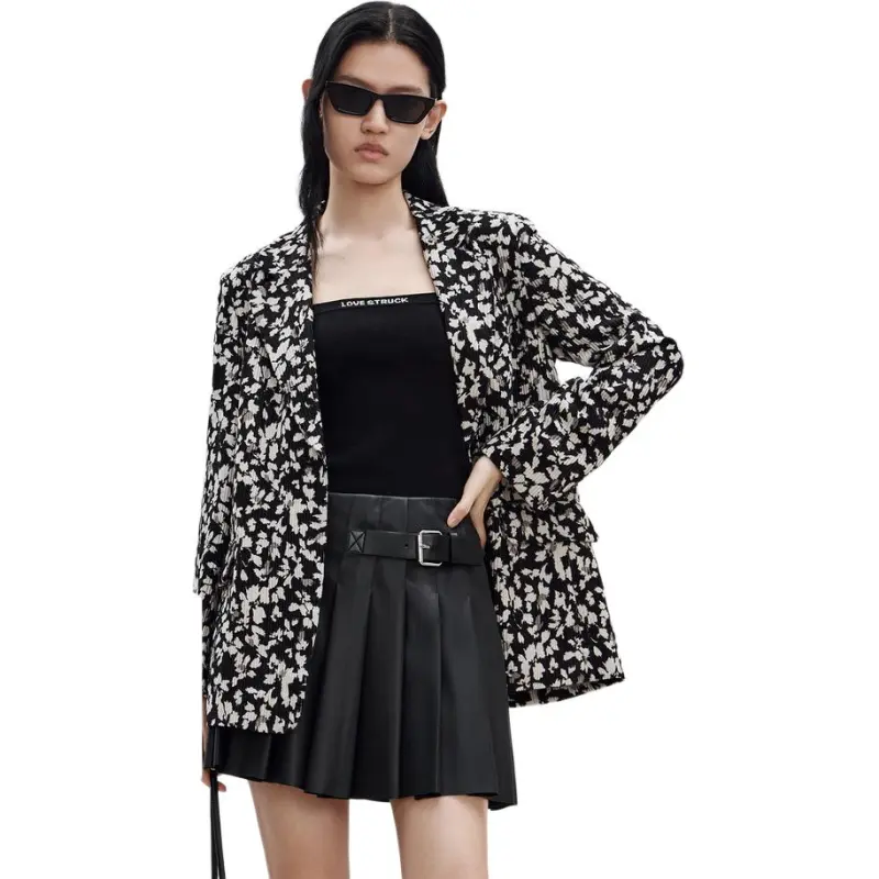 MO&CO Business Suits Women's Black With Mixed Print-1