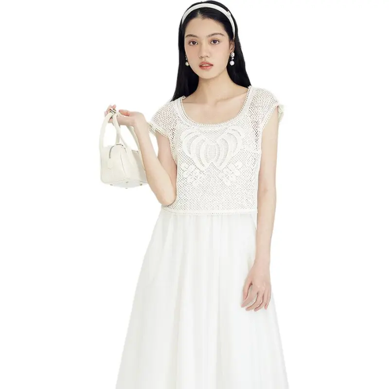 AIVEI Slip Dresses Women's White-2