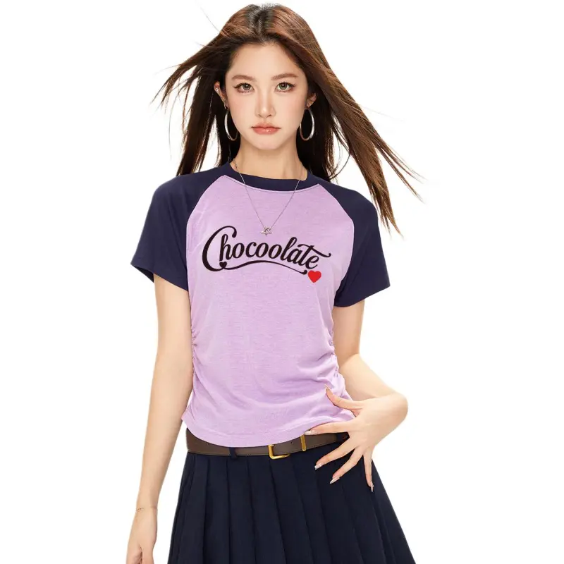  CHOCOOLATE T Shirt Women's PPX/Navy Blue & Purple-4