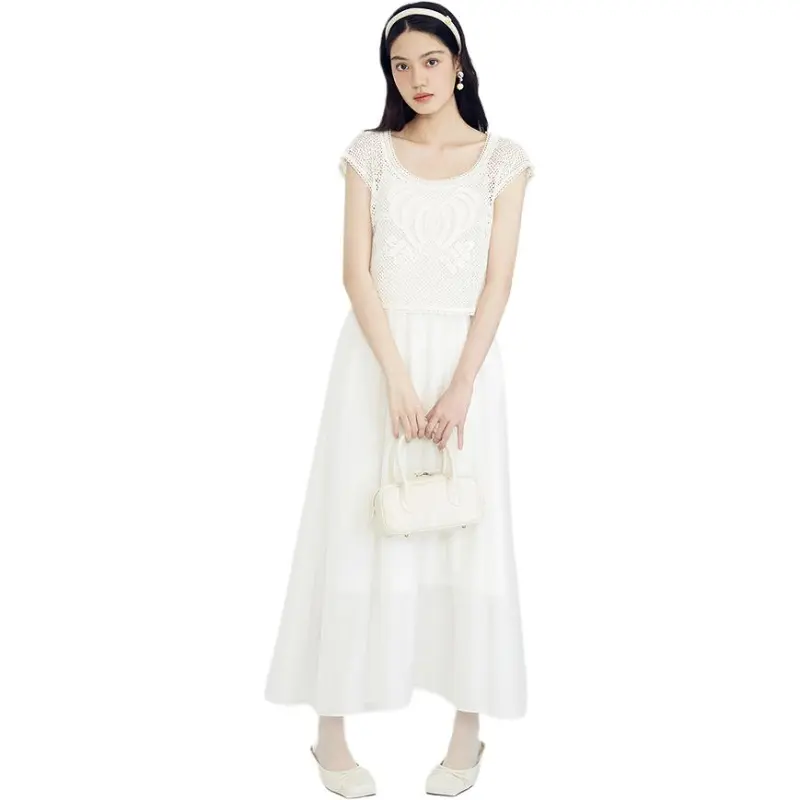 AIVEI Slip Dresses Women's White-3