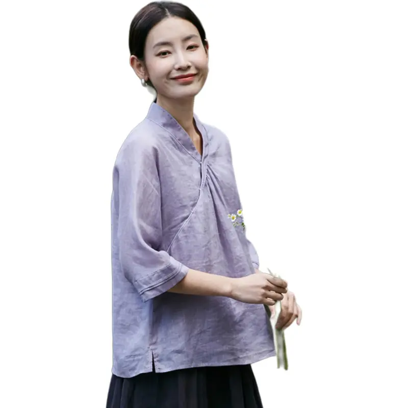 JIXIANGYUER Shirts Women's Dusty Purple-1