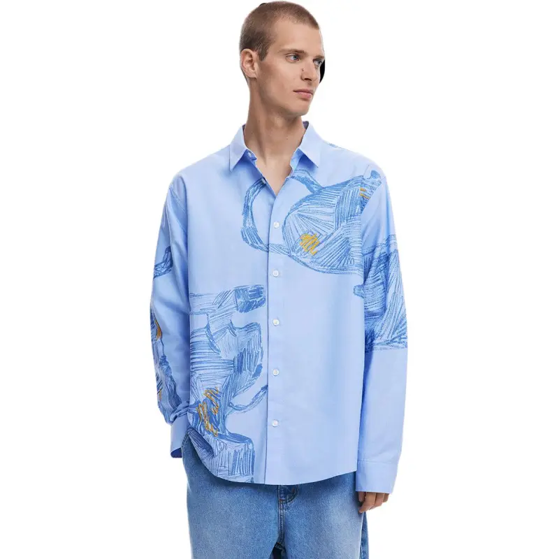 Desigual Shirts Men Light Blue-5