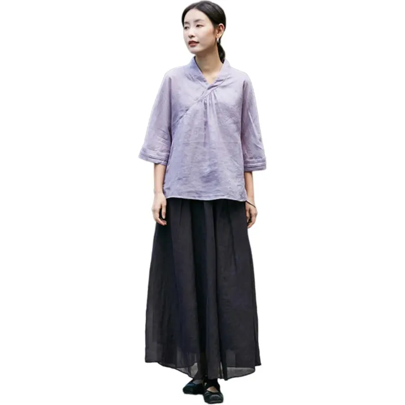 JIXIANGYUER Shirts Women's Dusty Purple-2