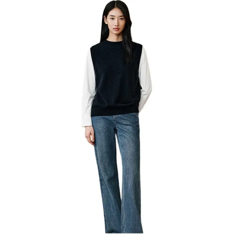 INSUN Cashmere Sweaters Women's Navy Blue-2