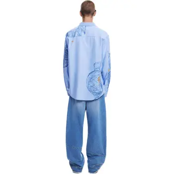 Desigual Shirts Men Light Blue