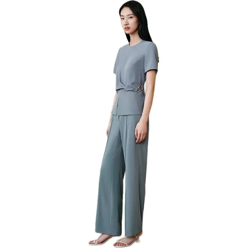 INSUN Casual Pants Women's Slate Blue-3