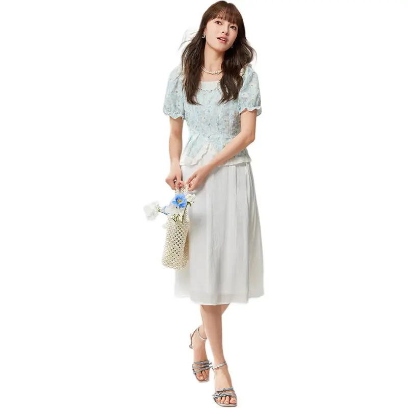 Love To Serve Shirt Women's White Blue Floral-2