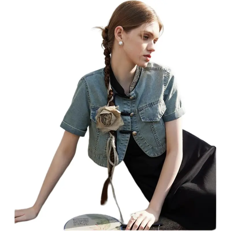 FANSILANEN Two Piece Skirt Sets Women's Denim Jacket-1