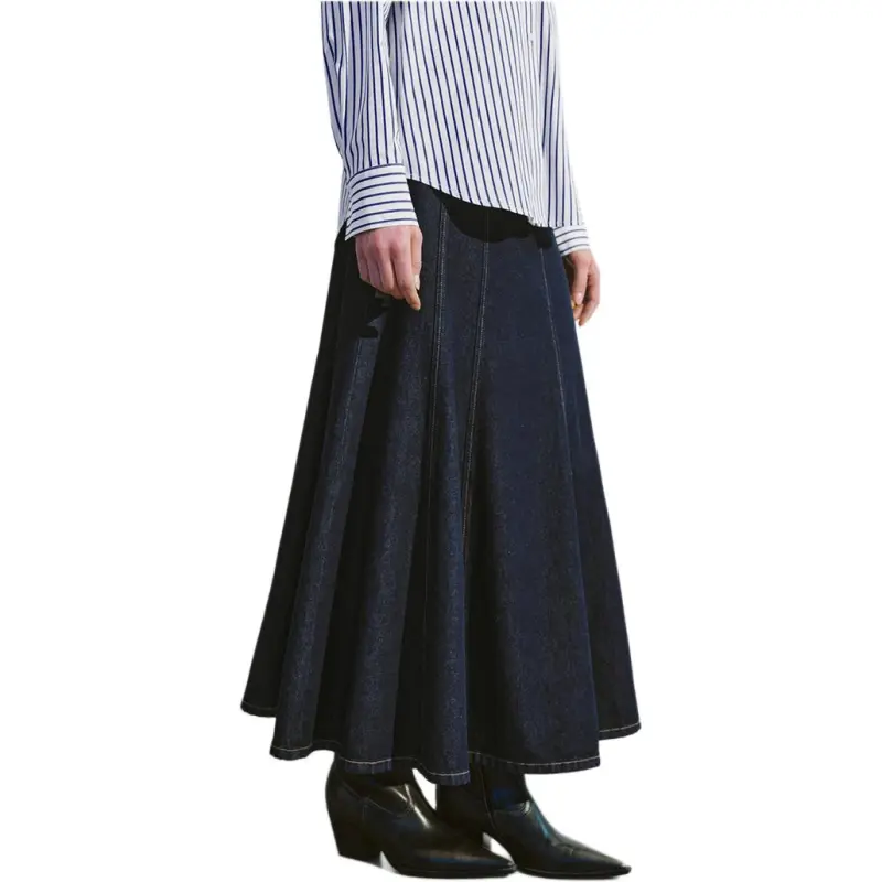 URBAN REVIVO Denim Long Skirt Women's-5