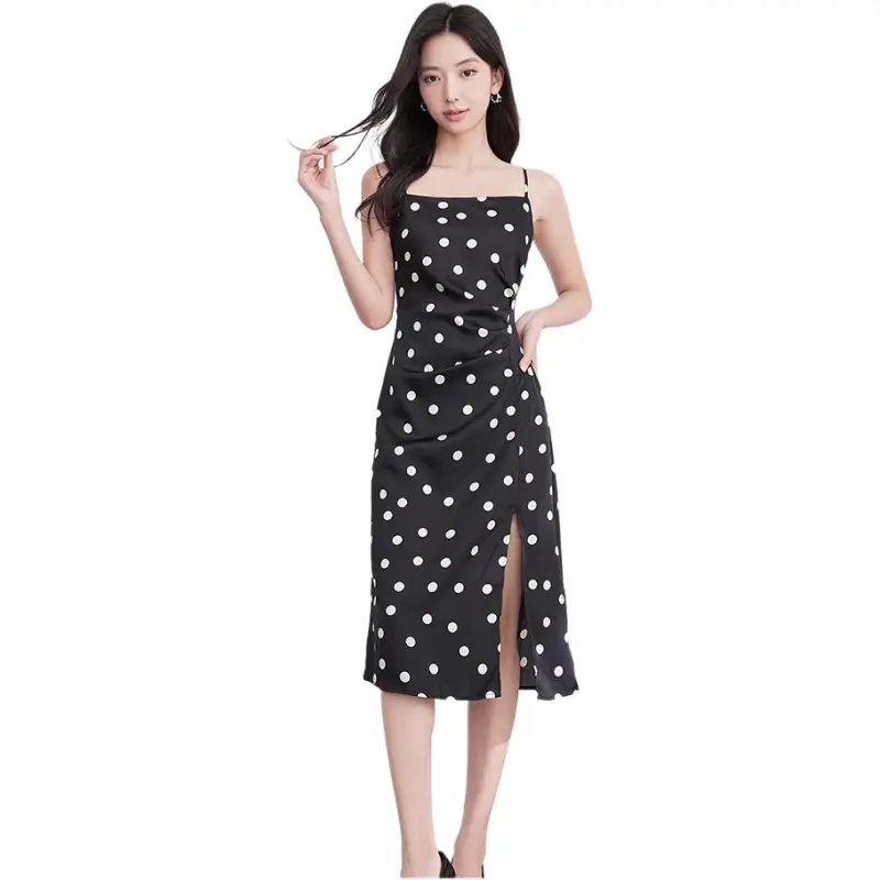 XIANGYING Slip Dresses Women's Black-1
