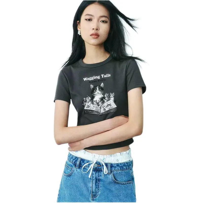 URBAN REVIVO T Shirts Women's Dark Gray-1