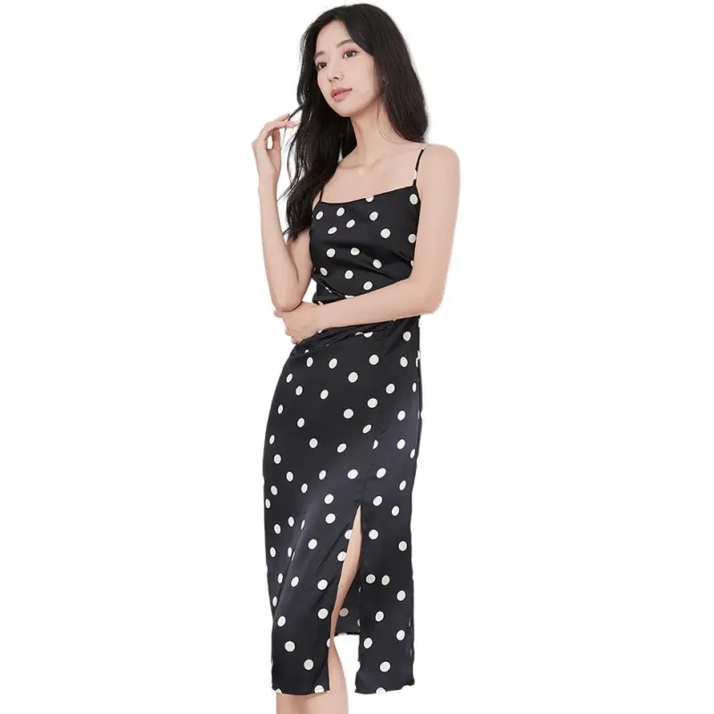 XIANGYING Slip Dresses Women's Black-3