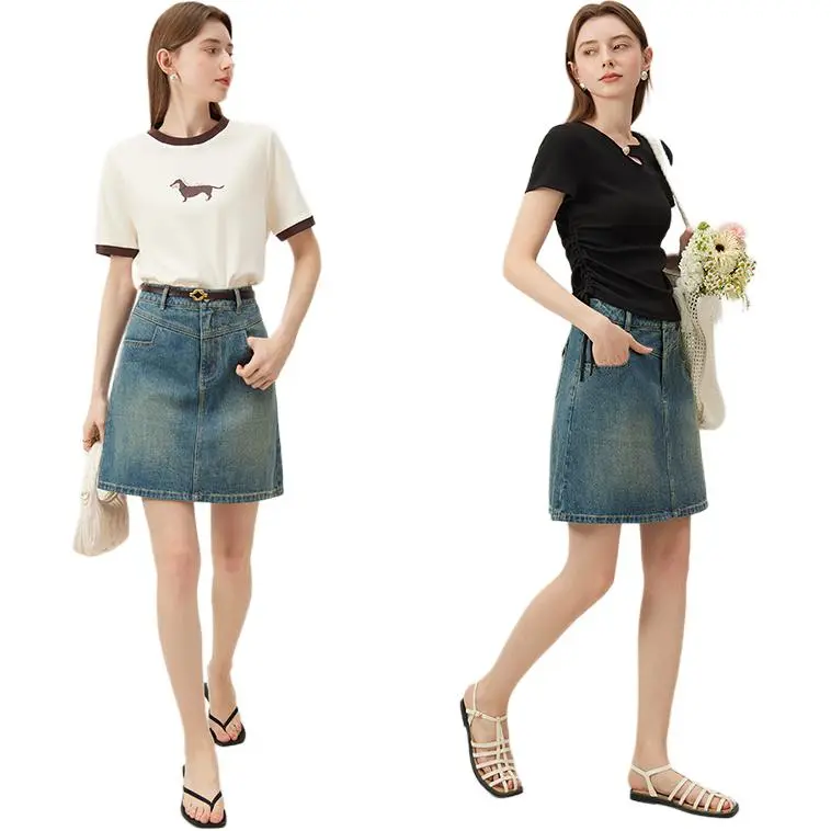 FANSILANEN Denim Short Skirts Women's-3