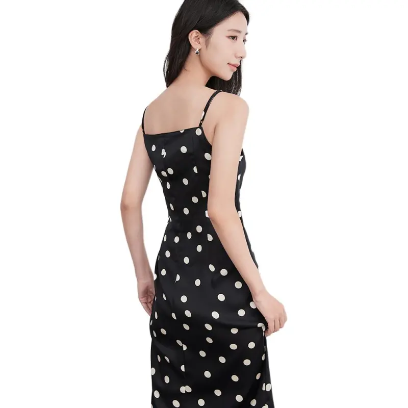 XIANGYING Slip Dresses Women's Black-4