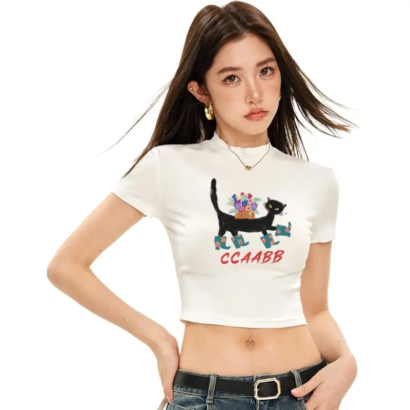 CCAABB Crop Tops Women's WHX/White Consider 1 Size Up-3