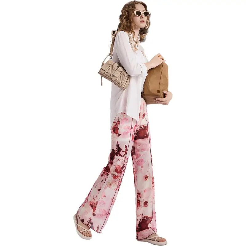 Desigual Casual Pants Women's Pink With Print-3