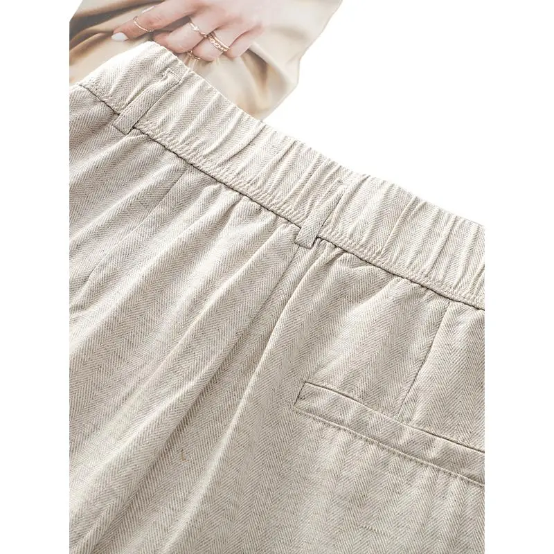 YIRANCHUN Casual Shorts Women's Beige Apricot-4