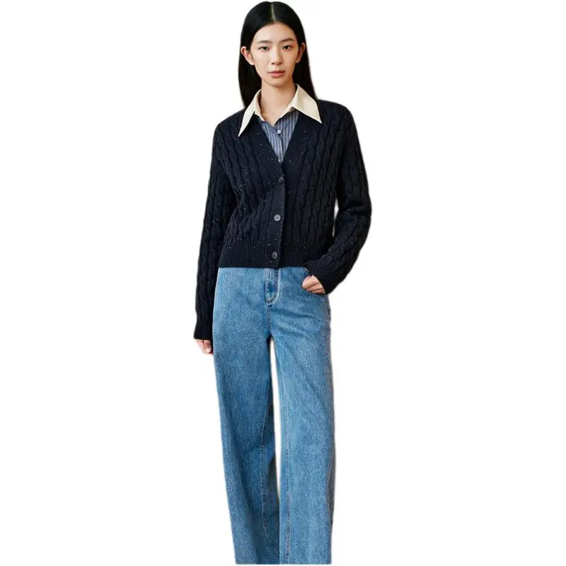 INSUN Cashmere Sweaters Women's Navy Blue-2