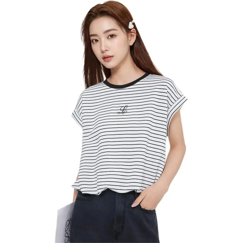 Love To Serve T Shirt Women's Black White Stripes 1-1