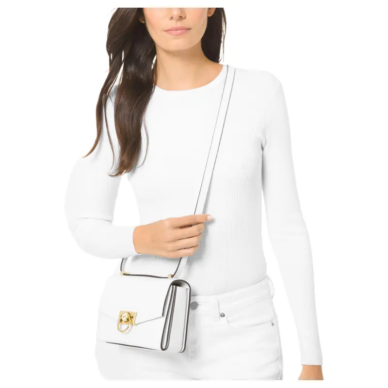 MICHAEL KORS Hendri Cow Leather Crossbody Bag Shoulder Bag Women's Pure White-6