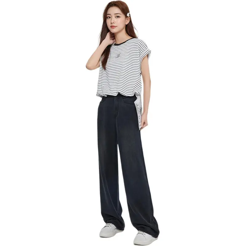 Love To Serve T Shirt Women's Black White Stripes 1-2
