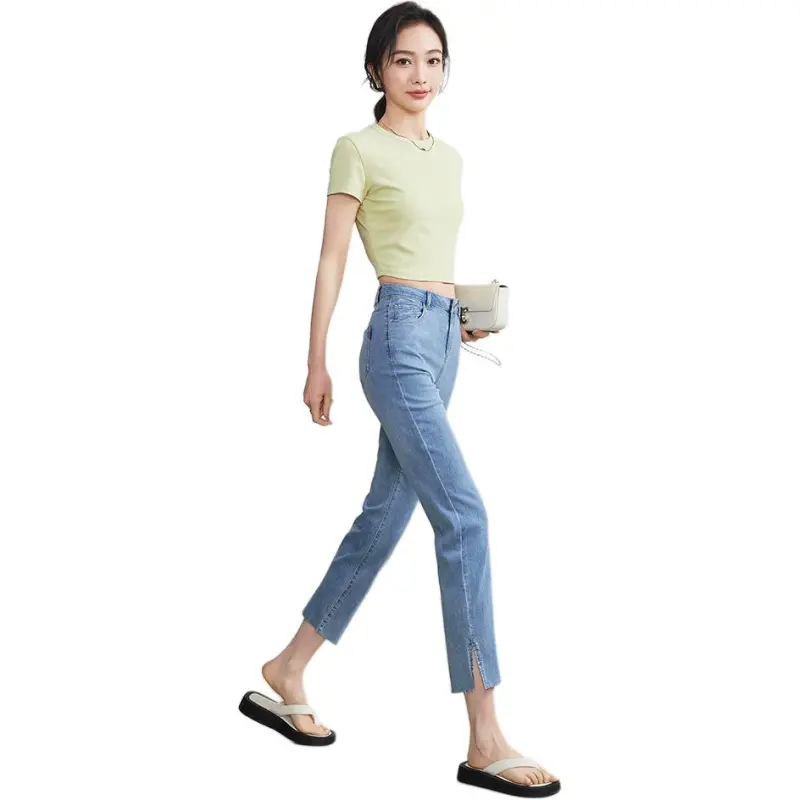 YIYANG Jeans Women's Blue Cool Jade-1