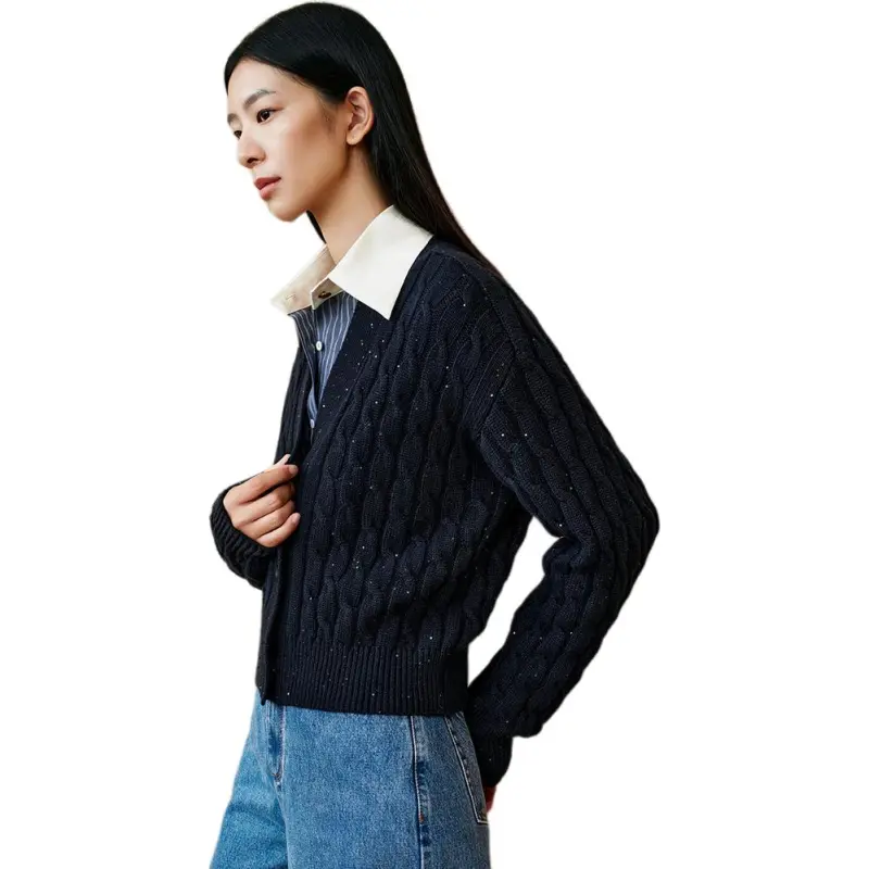 INSUN Cashmere Sweaters Women's Navy Blue-4