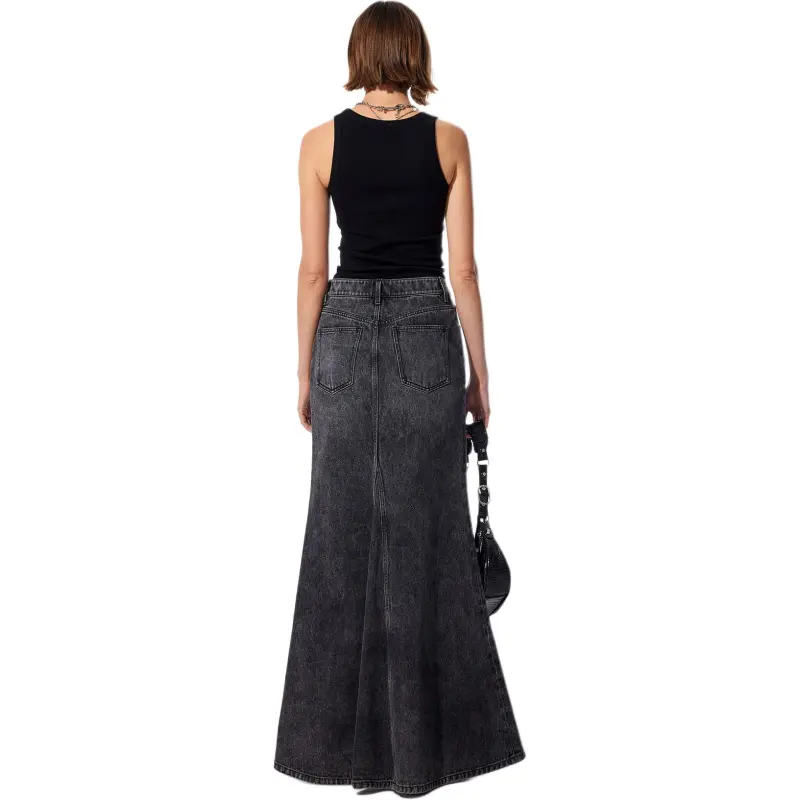 MEFUR Denim Long Skirts Women's Black Gray Color-1